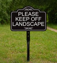 2 Pack Please Keep Off Landscape Yard Sign with 16" Stake, Rust-Free Aluminum Stay Off Grass Warning Sign, Outdoor Lawn Garden Protection