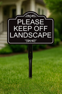 2 Pack Please Keep Off Landscape Yard Sign with 16" Stake, Rust-Free Aluminum Stay Off Grass Warning Sign, Outdoor Lawn Garden Protection
