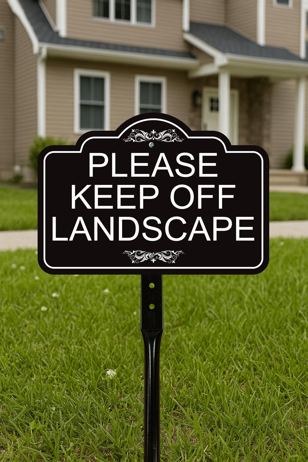 2 Pack Please Keep Off Landscape Yard Sign with 16" Stake, Rust-Free Aluminum Stay Off Grass Warning Sign, Outdoor Lawn Garden Protection