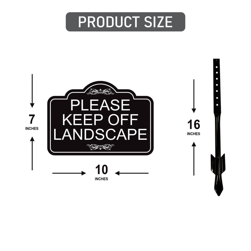 2 Pack Please Keep Off Landscape Yard Sign with 16" Stake, Rust-Free Aluminum Stay Off Grass Warning Sign, Outdoor Lawn Garden Protection