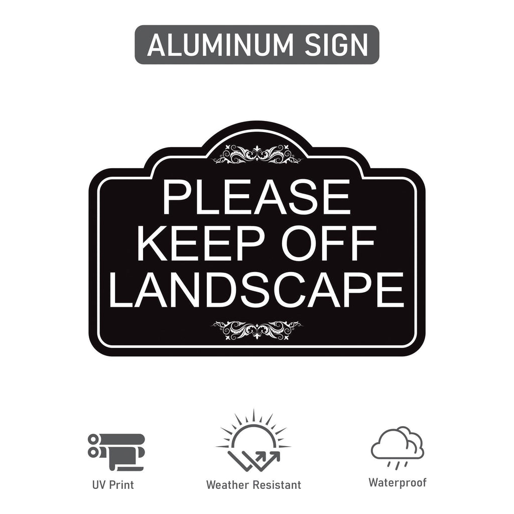 2 Pack Please Keep Off Landscape Yard Sign with 16" Stake, Rust-Free Aluminum Stay Off Grass Warning Sign, Outdoor Lawn Garden Protection