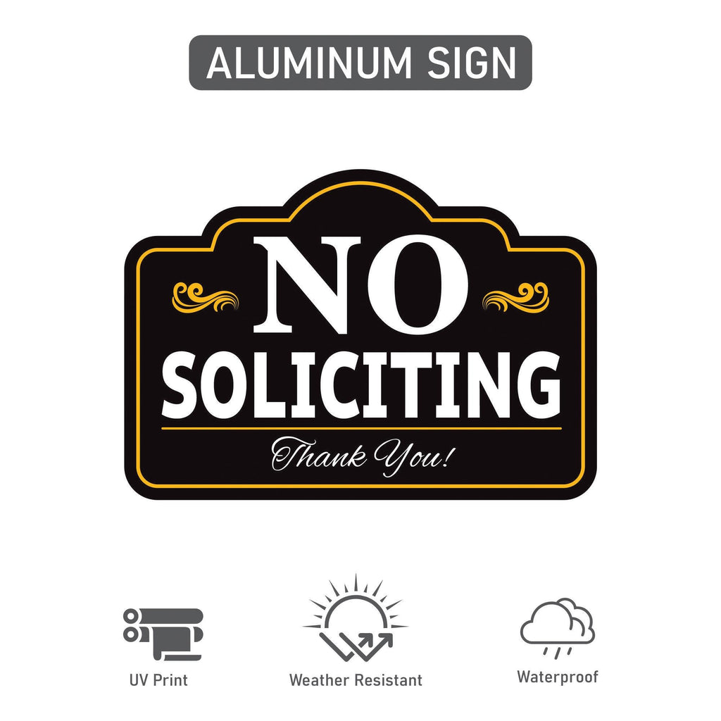 No Soliciting Yard Sign with 16" Stake, Rust-Free Aluminum No Solicitors Warning Sign, Outdoor Home Privacy and Security Lawn Sign