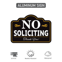 No Soliciting Yard Sign with 16" Stake, Rust-Free Aluminum No Solicitors Warning Sign, Outdoor Home Privacy and Security Lawn Sign