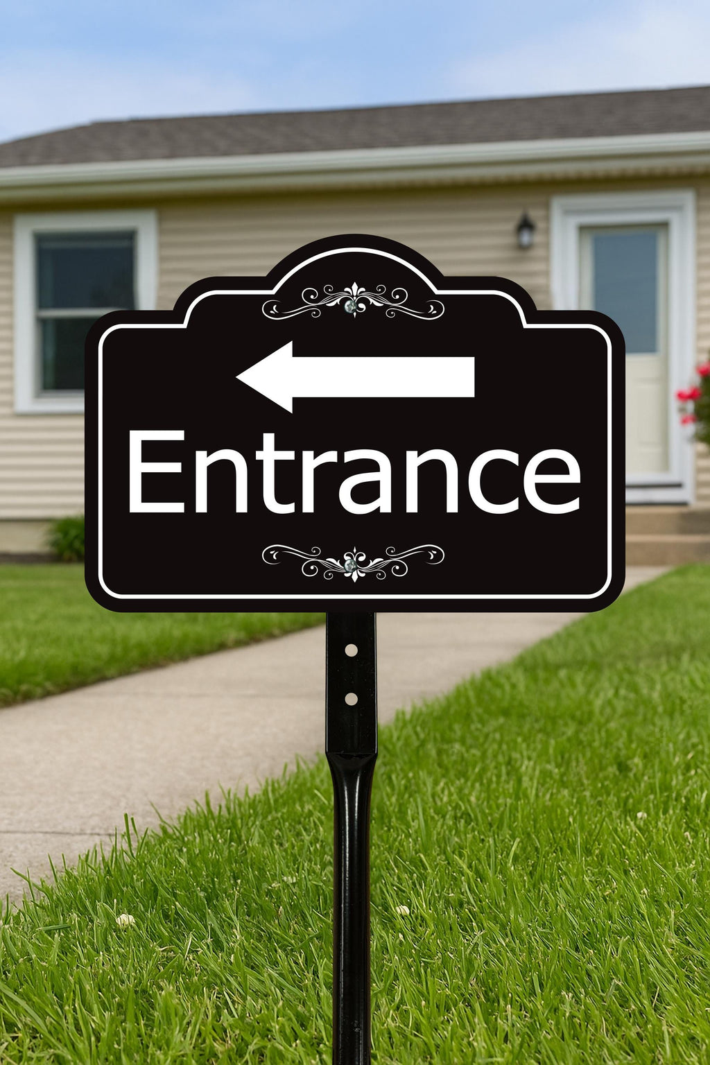 2 Pack Entrance Yard Sign with Arrow and 16" Stake, Aluminum Directional Enter Sign, Outdoor Lawn Entry Marker for Events, Homes, Businesses