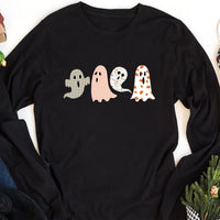 Halloween Ghost Long Sleeve Shirt, Cute Fall Ghost Tee, Spooky Season Autumn Shirt