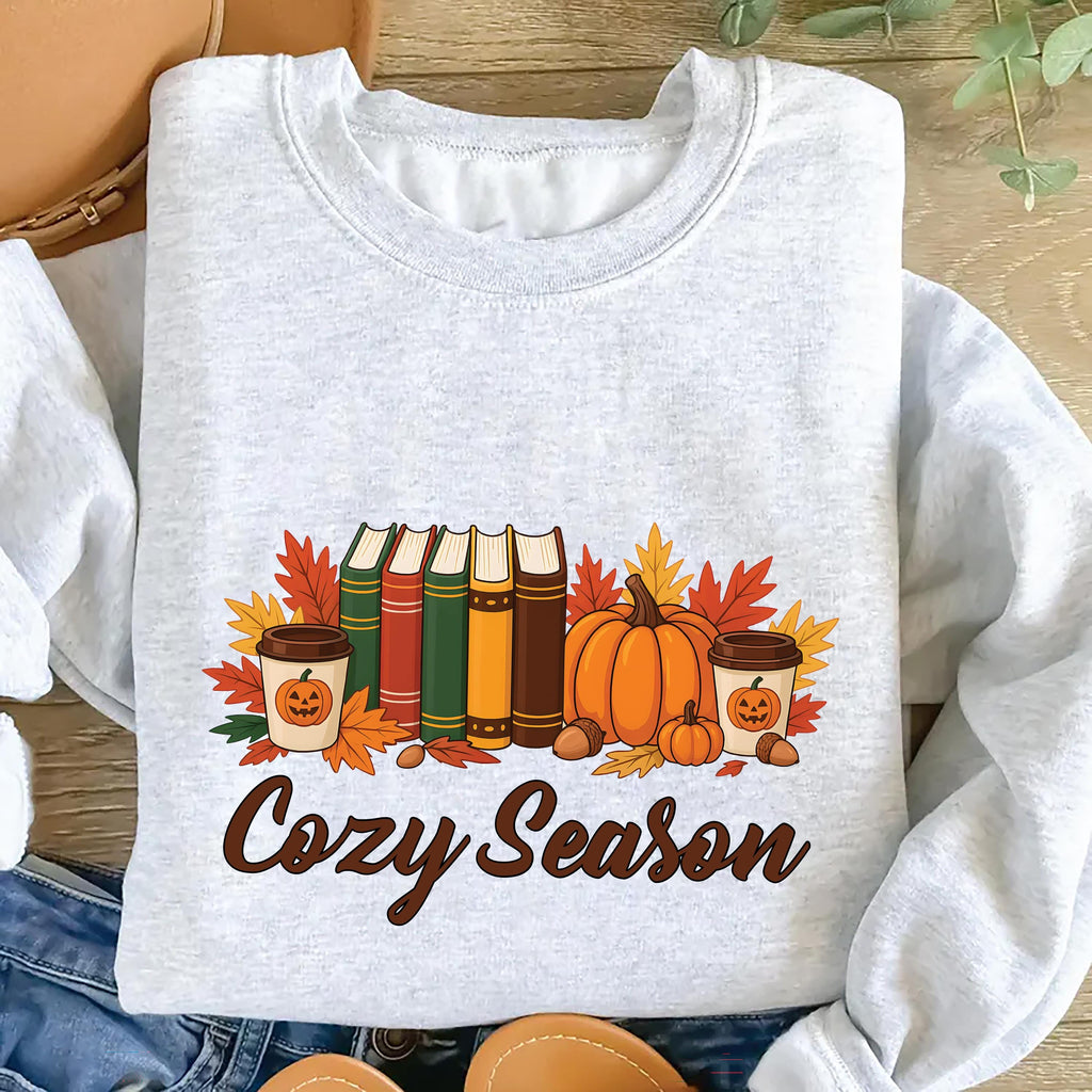 Cozy Season Fall Sweatshirt, Cute Autumn Crewneck Tee, Cozy Fall Graphic Sweatshirt