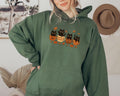 Halloween Black Cat Embroidered Hoodie, Pumpkin Fall Hoodie, Cute Spooky Shirt, Autumn Long Sleeve Shirt, Cat & Coffee Lover Gift