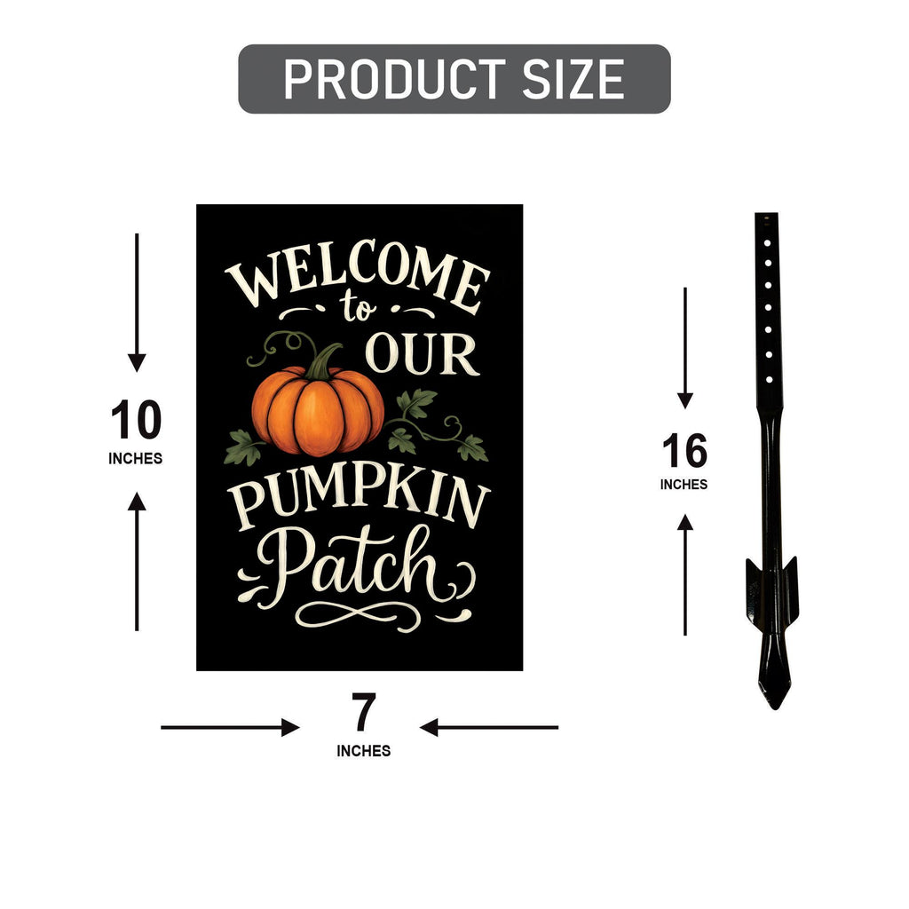 Welcome to Our Pumpkin Patch Yard Sign with 16" Stake, Rustic Fall Harvest Aluminum Sign, Outdoor Autumn Garden Porch Thanksgiving Decor