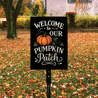 Welcome to Our Pumpkin Patch Yard Sign with 16" Stake, Rustic Fall Harvest Aluminum Sign, Outdoor Autumn Garden Porch Thanksgiving Decor