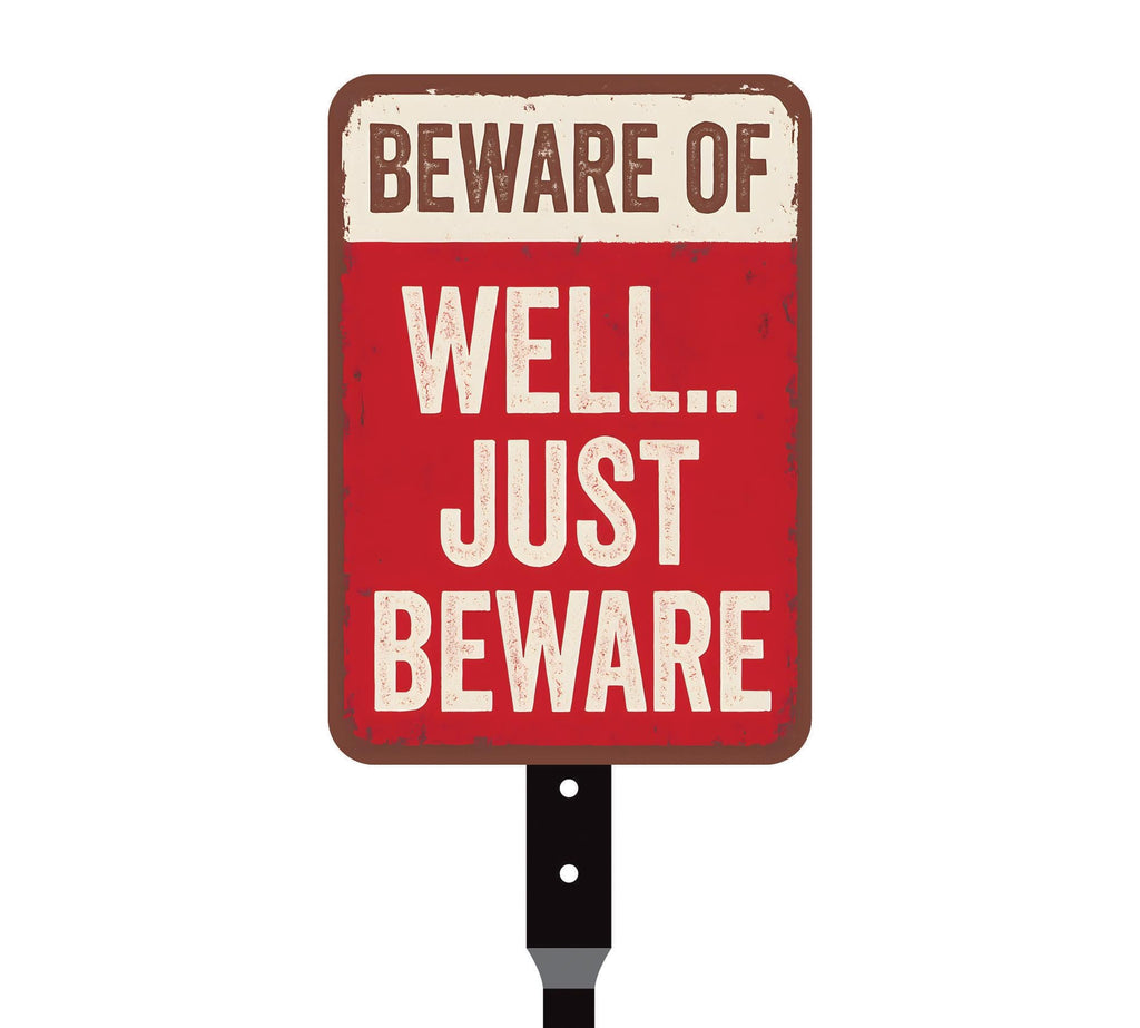 Beware of Well Just Beware Halloween Yard Sign with 16" Stake, Rust-Free Aluminum Funny Scary Sign, Outdoor Haunted House Garden Decoration