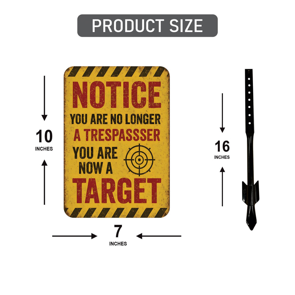 Notice You Are No Longer a Trespasser You Are Now a Target Halloween Yard Sign with 16" Stake, Rust-Free Aluminum Funny Scary Outdoor Decor