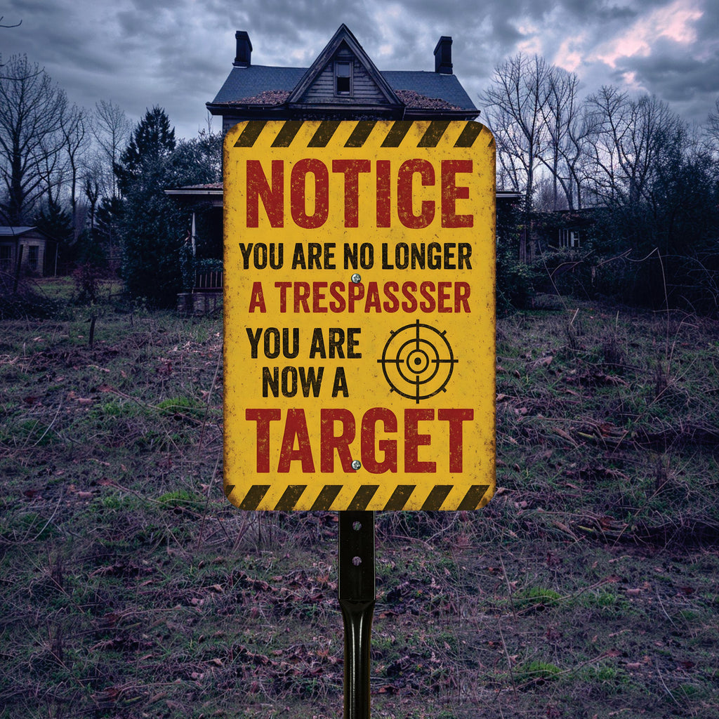Notice You Are No Longer a Trespasser You Are Now a Target Halloween Yard Sign with 16" Stake, Rust-Free Aluminum Funny Scary Outdoor Decor