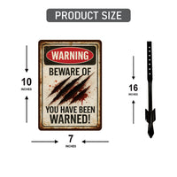 Warning Beware of You Have Been Warned Halloween Yard Sign with 16" Stake, Rust-Free Aluminum Scary No Trespassing Vintage Outdoor Decor