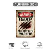 Warning Beware of You Have Been Warned Halloween Yard Sign with 16" Stake, Rust-Free Aluminum Scary No Trespassing Vintage Outdoor Decor