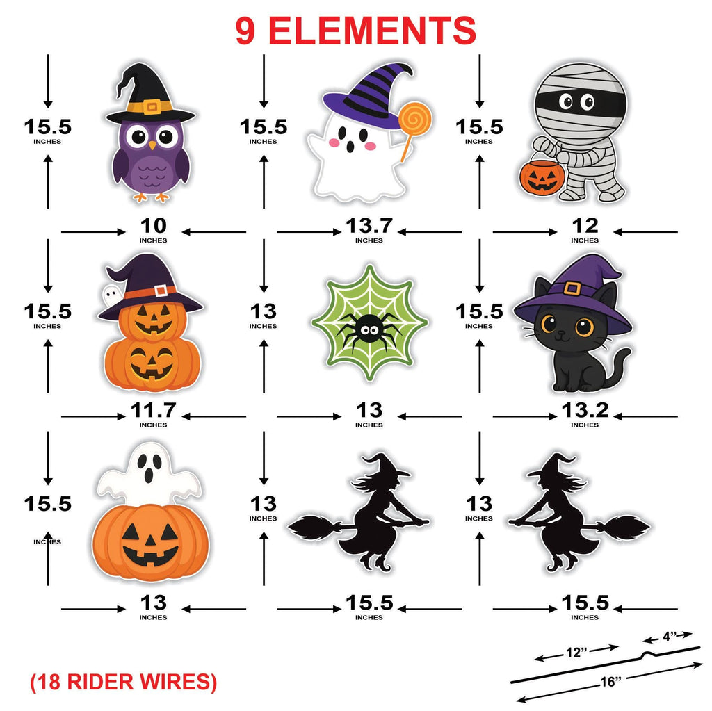 Cute Halloween Yard Stakes, Large Garden Pumpkin Ghost Witch Cat Signs, Outdoor Lawn Decorations for Halloween Party Patio Decor