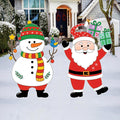 Christmas Yard Signs with Stakes, Santa Claus & Snowman Outdoor Decorations, Winter Holiday Lawn Patio Garden Decor for Christmas Party