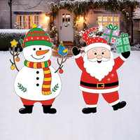 Christmas Yard Signs with Stakes, Santa Claus & Snowman Outdoor Decorations, Winter Holiday Lawn Patio Garden Decor for Christmas Party