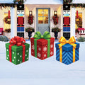 Christmas Gift Boxes Yard Signs, Outdoor Xmas Stakes, Holiday Garden Lawn Pathway Decor, Winter Christmas Party Decorations with Stakes