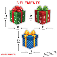 Christmas Gift Boxes Yard Signs, Outdoor Xmas Stakes, Holiday Garden Lawn Pathway Decor, Winter Christmas Party Decorations with Stakes
