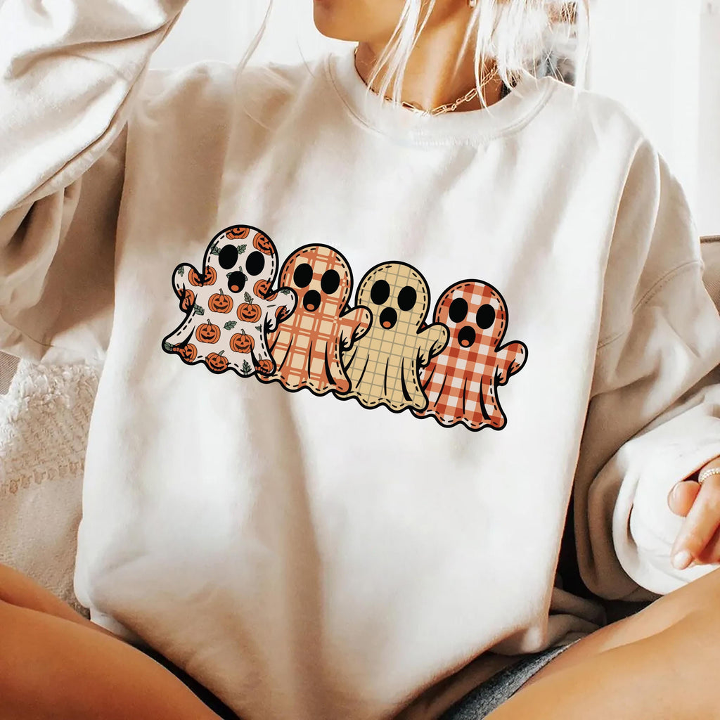 Preppy Floral Ghost Sweatshirt, Fall Ghost Tee
