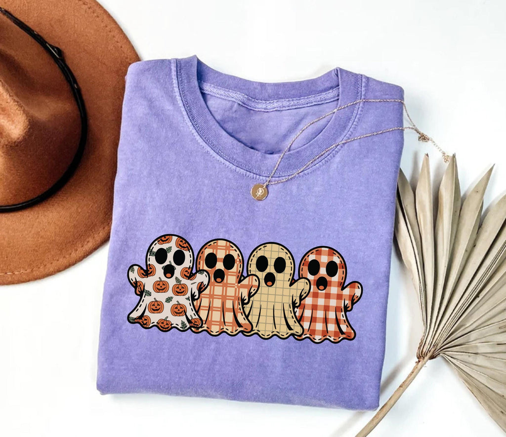 Preppy Floral Ghost Shirt, Fall Ghost Tee