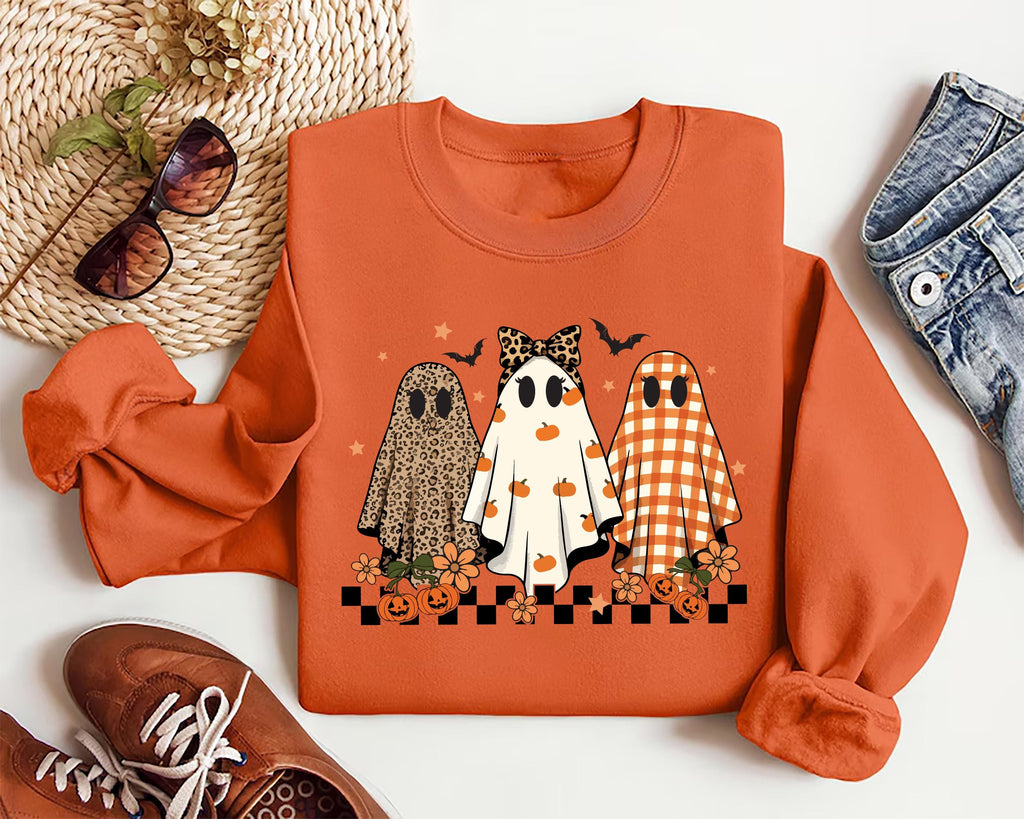 Trendy Leopard Pumpkin Ghost Sweatshirt