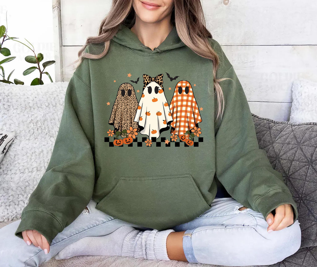 Trendy Leopard Pumpkin Ghost Hoodie