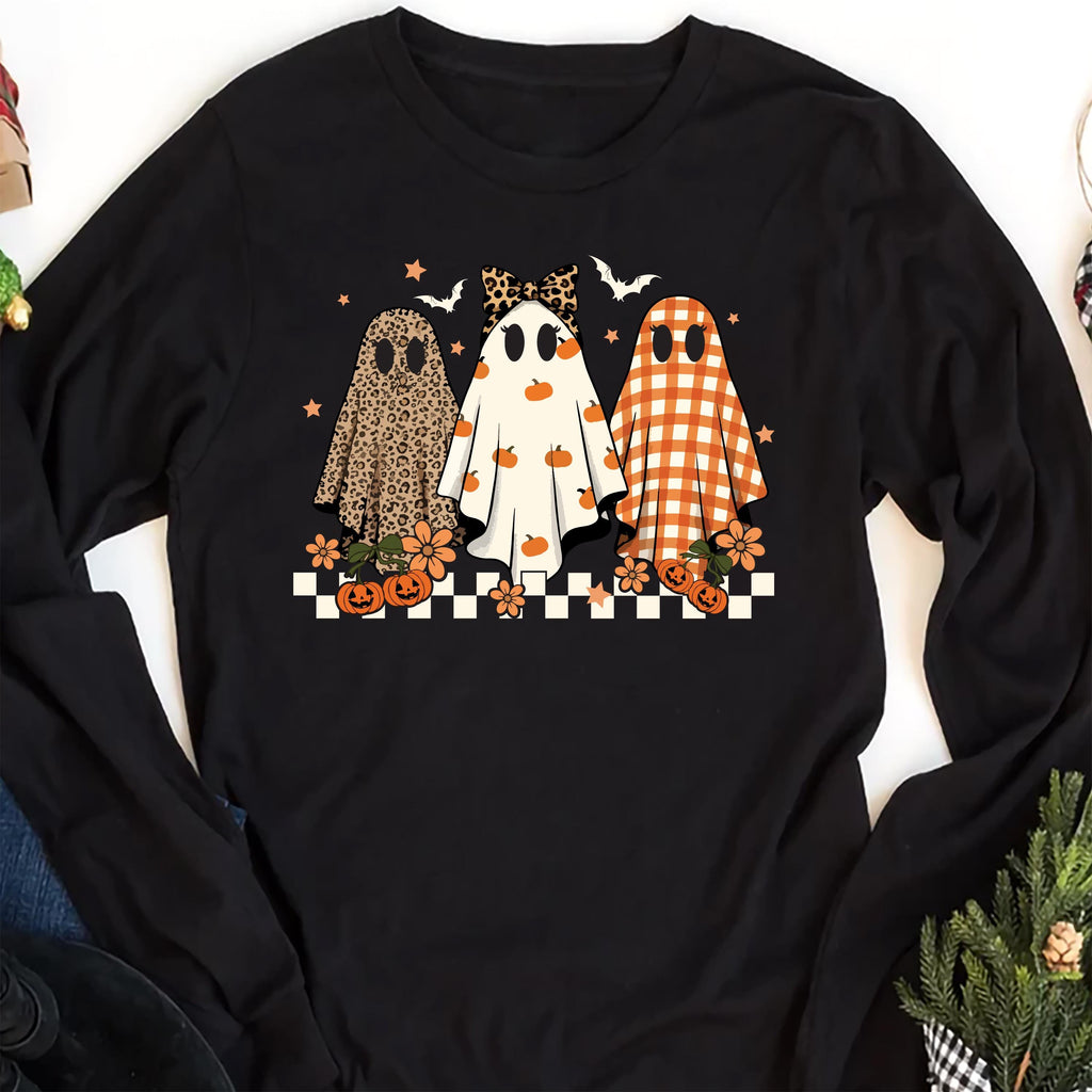 Trendy Leopard Pumpkin Ghost Long Sleeve Shirt