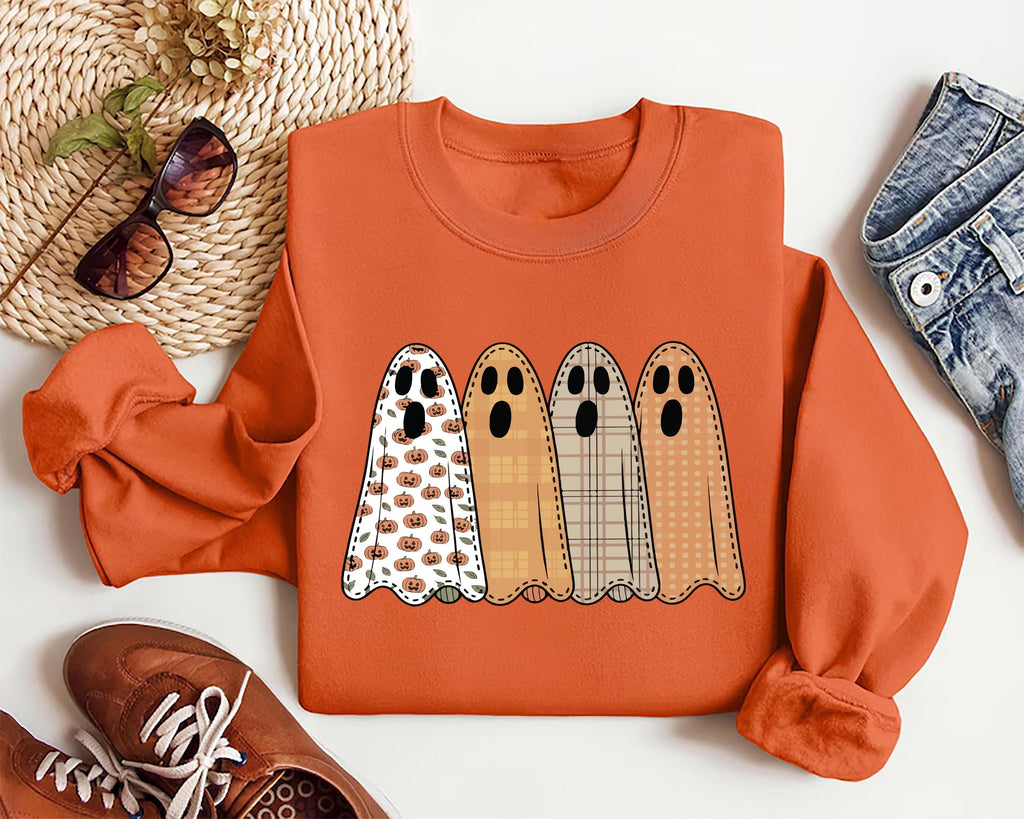 Preppy Floral Ghost Sweatshirt, Fall Ghost Tee