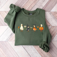 Halloween Goose Sweatshirt, Cute Fall Pumpkin Witch Goose Tee