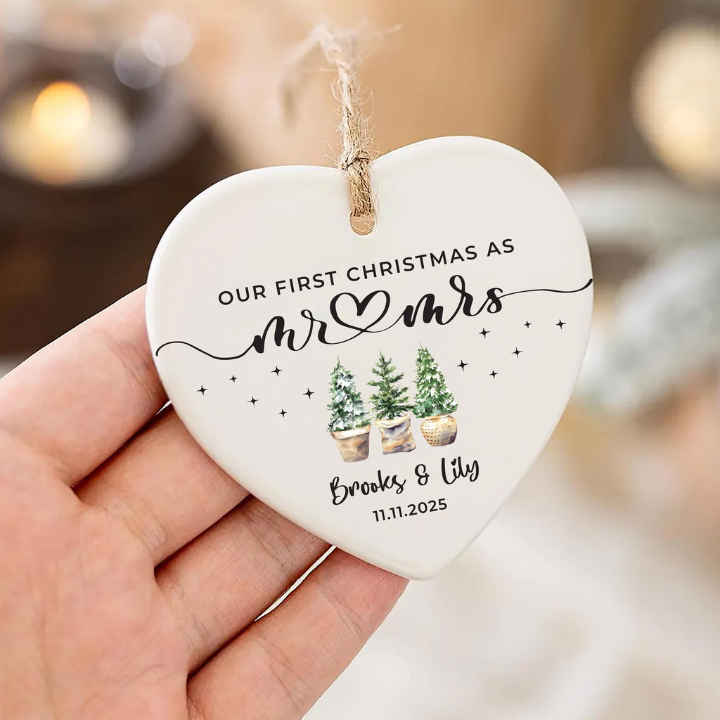 Mr and Mrs Ornament, Personalized First Christmas Married Ornament, Our 1st Christmas as Mr & Mrs Keepsake, Wedding Gift, Housewarming Idea
