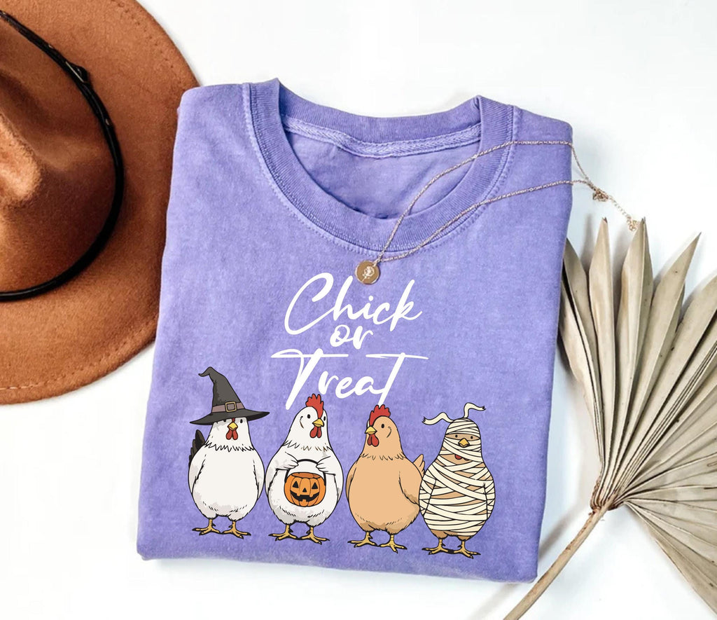 Chick Or Treat Shirt, Halloween Chicken Tee, Funny Fall Shirt