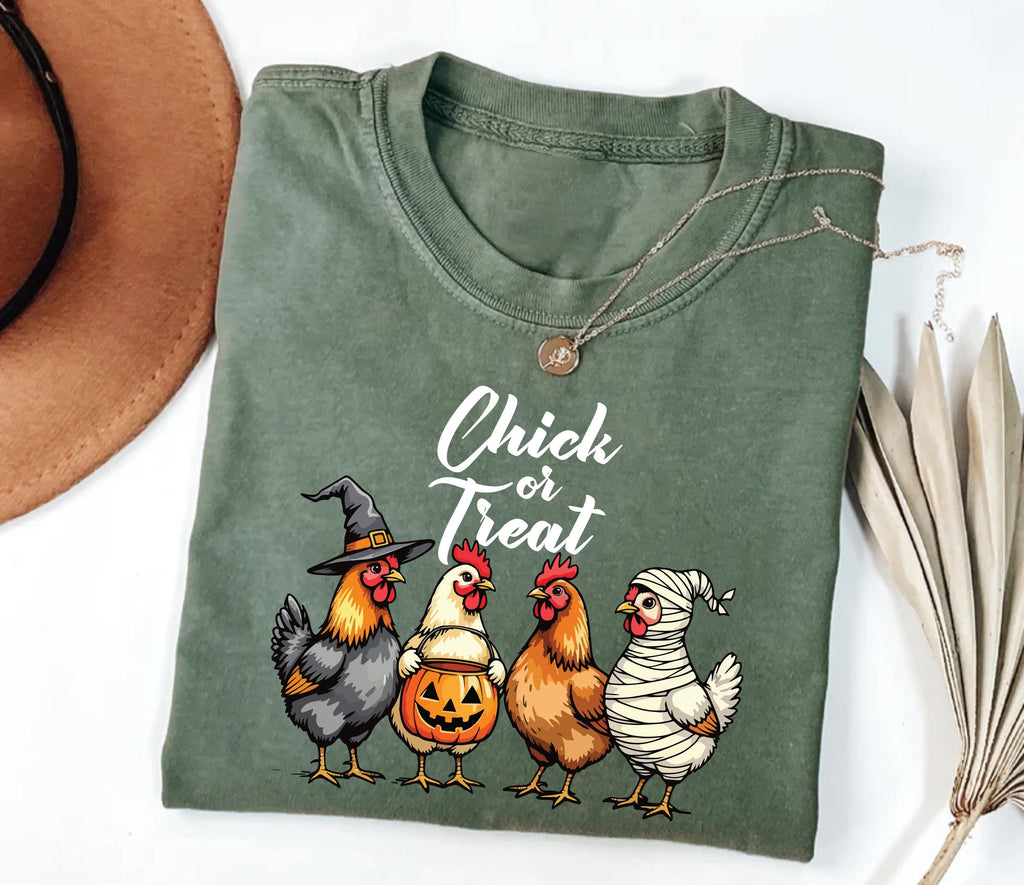 Chick Or Treat Shirt, Halloween Chicken Tee, Funny Fall Shirt