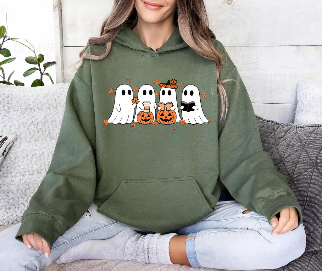 Fall Ghost Hoodie, Floral Ghost Tee, Halloween Ghost Hoodie