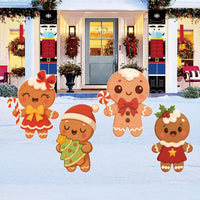 Merry Christmas Yard Sign, Gingerbread Man Cute Lawn Decoration with Stakes, Outdoor Winter Holiday Party Garden Patio Porch Walkway Décor