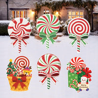 Christmas Candy Yard Signs, Lollipop Holiday Lawn Decorations with Stakes, Waterproof Outdoor Xmas Garden Patio Porch Walkway Party Décor