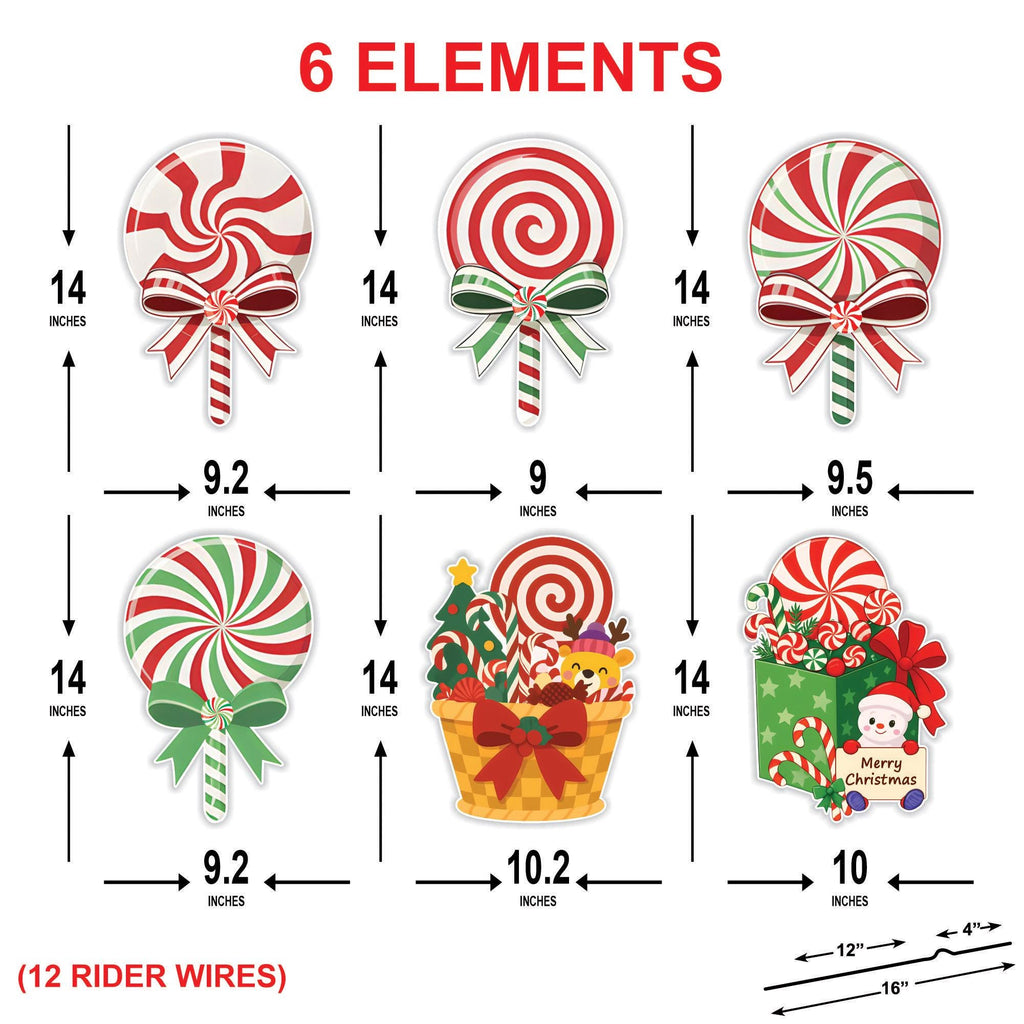 Christmas Candy Yard Signs, Lollipop Holiday Lawn Decorations with Stakes, Waterproof Outdoor Xmas Garden Patio Porch Walkway Party Décor