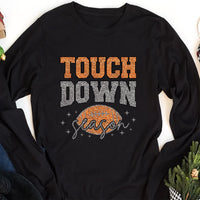 Touch Down Season Long Sleeve Shirt, Game Day Football Mom Shirt, Football Lover Tee