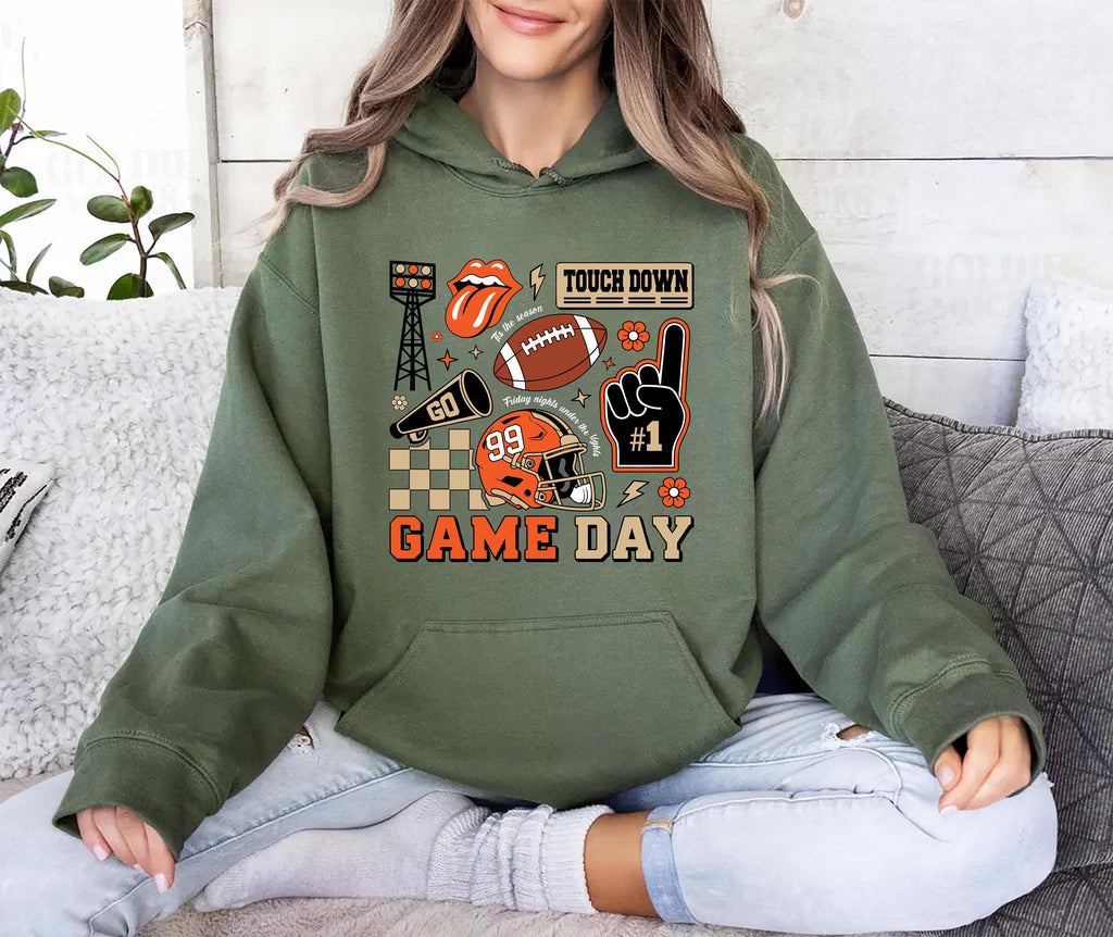 Football Collage Hoodie, Football Season Shirt, Game Day Touchdown Hoodie