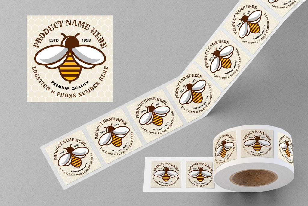 Personalized Honey Roll Labels, Custom Honey Product Stickers