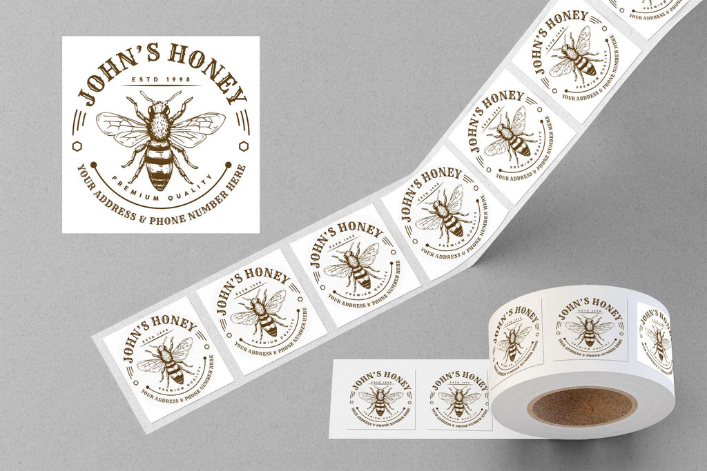Personalized Honey Roll Labels, Custom Honey Product Stickers