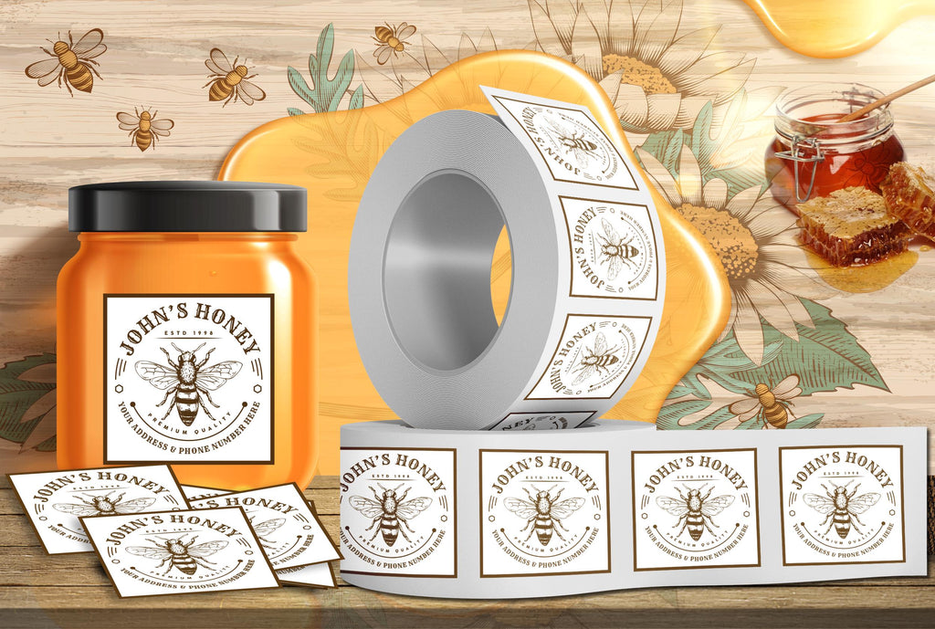 Personalized Honey Roll Labels, Custom Honey Product Stickers
