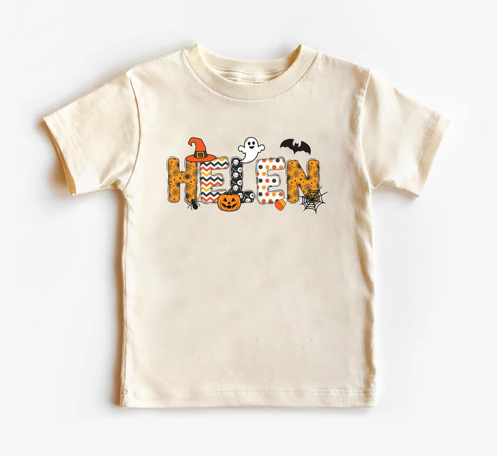 Custom Kids Halloween Name Shirt, Toddler Spooky Shirt, Personalized Kindergarten Halloween Shirt With Name Tee, Unisex Spooky Toddler Shirt