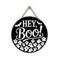 Black Boo Ghost Halloween Door Sign 12