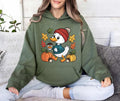 Trendy Cute Fall Duck Hoodie, Cozy Autumn Coffee Shirt, Pumpkin Patch Duck Hoodie