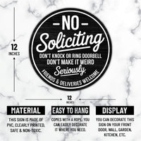 No Soliciting Sign for Front Door 12", Modern Front Porch Wall Sign, Easy to Mount PVC Privacy Sign for Home Entryway or Office Decor