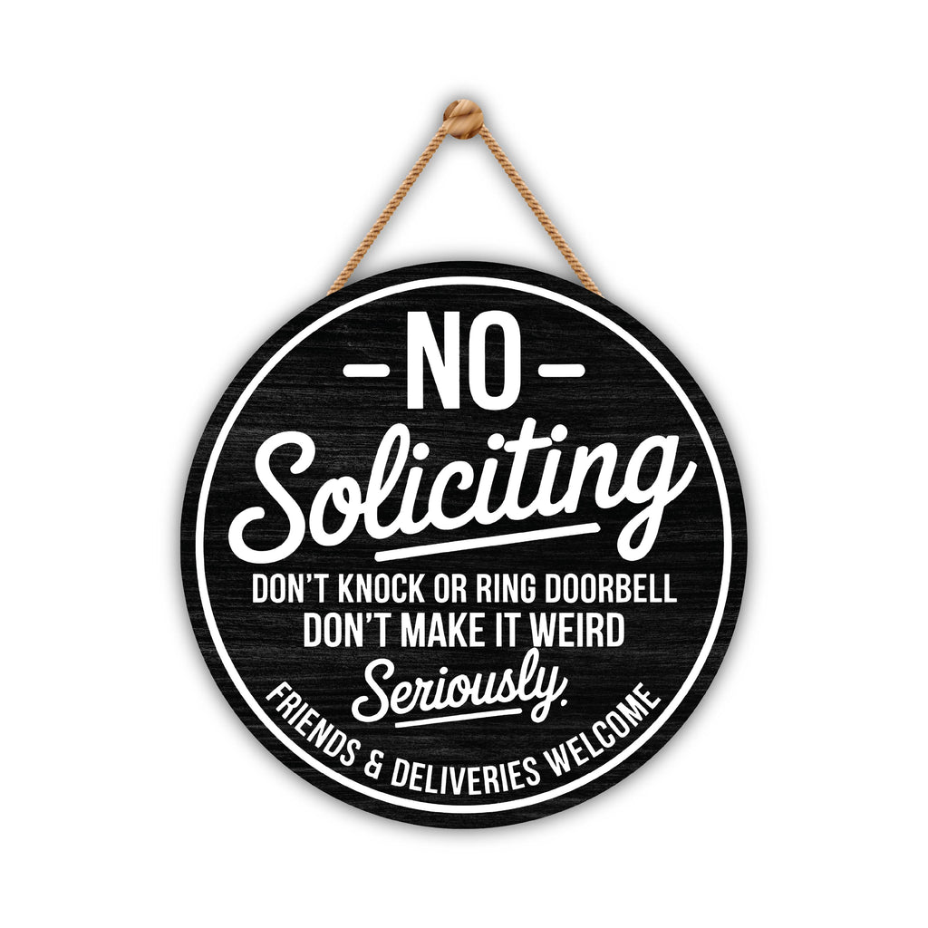 No Soliciting Sign for Front Door 12", Modern Front Porch Wall Sign, Easy to Mount PVC Privacy Sign for Home Entryway or Office Decor