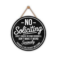 No Soliciting Sign for Front Door 12", Modern Front Porch Wall Sign, Easy to Mount PVC Privacy Sign for Home Entryway or Office Decor