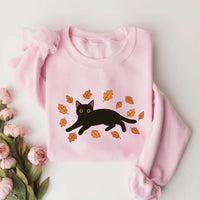 Black Cat Sweatshirt, Cozy Halloween Shirt, Black Cat Fall Sweatshirt