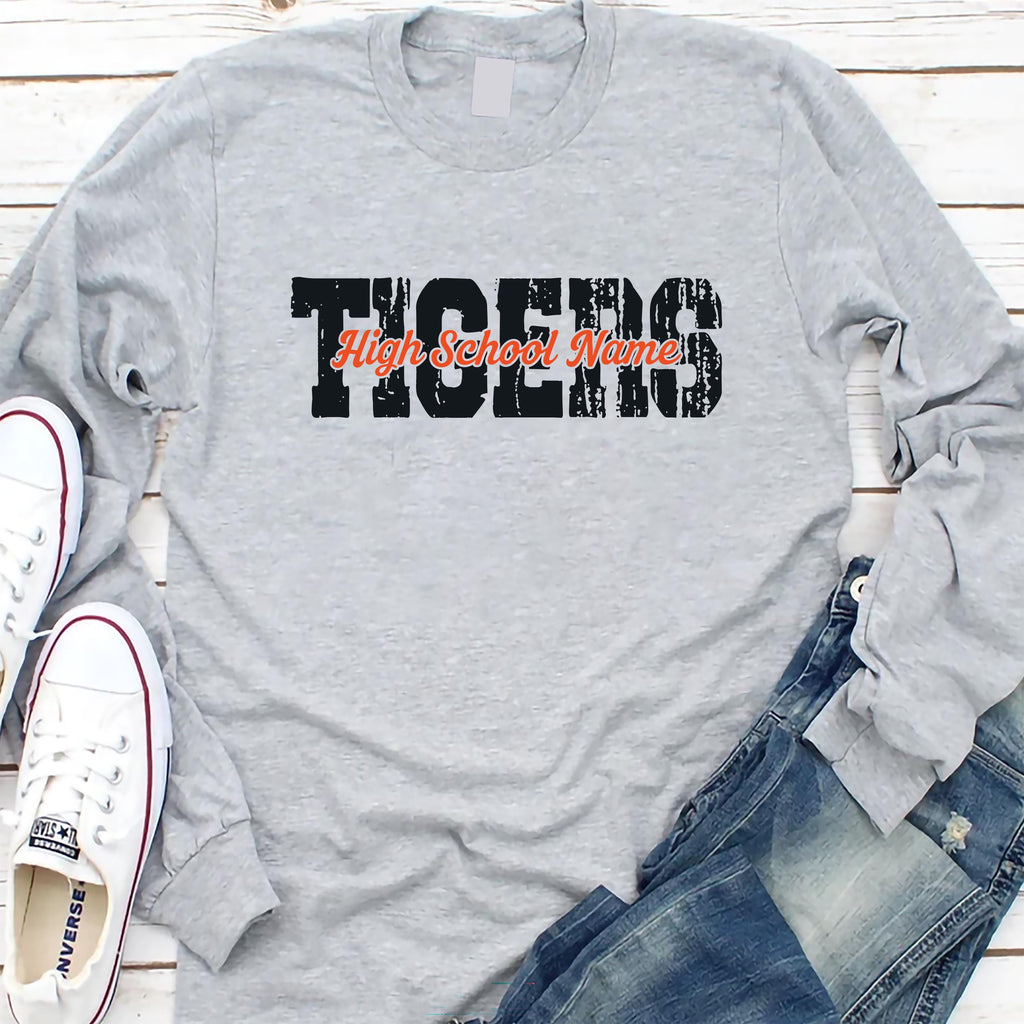 Custom Mascot Long Sleeve Shirt, Personalized School Spirit Shirt, Football Volleyball Team Mascot Tee